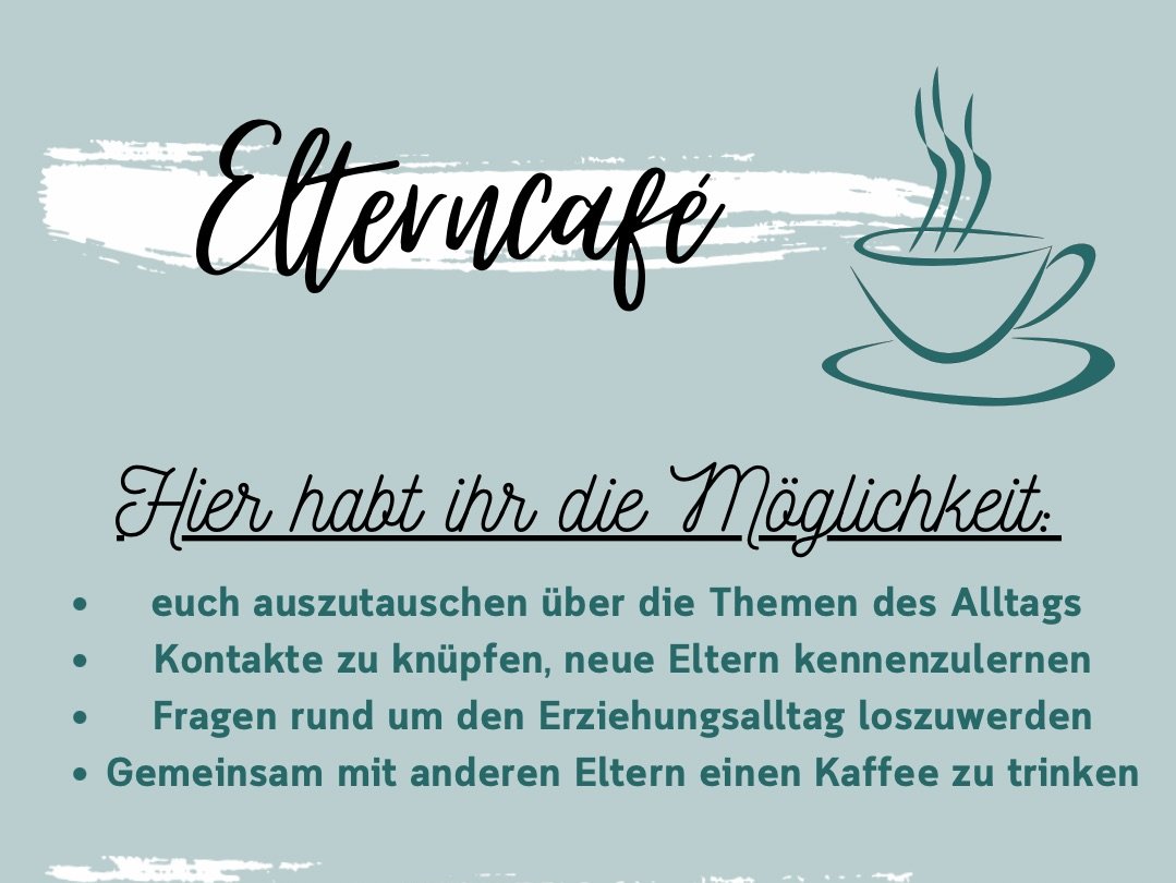 Elterncafé Hier habt ihr die Möglichkeit: euch auszutauschen über die Themen des Alltags Kontakte zu knüpfen, neue Eltern kennenzulernen Fragen rund um den Erziehungsalltag loszuwerden Gemeinsam mit anderen Eltern einen Kaffee zu trinken Im Büro der Jugendpflege, Am Marktplatz 2, 63768 Hösbach Immer am ersten Mittwoch im Monat von 14:00 - 16:30 Uhr (außer in den bayerischen Schulferien)